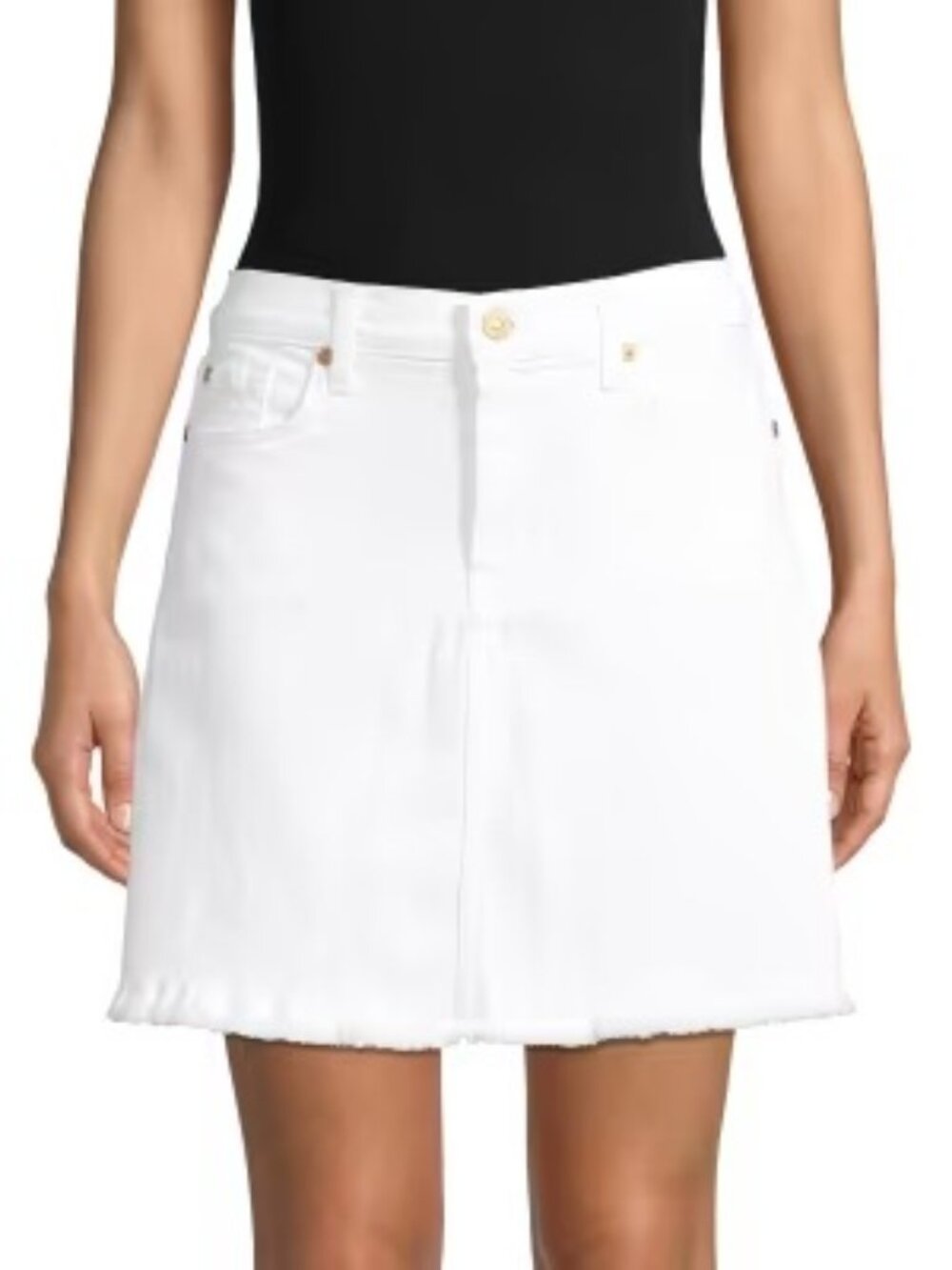 7 For All Mankind Frayed-Hem Cotton Denim A-Line Skirt Size 24